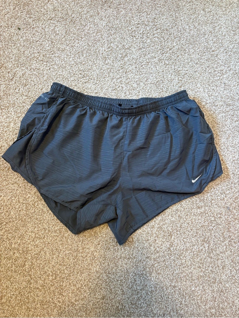 Nike Dark Gray Athletic Running Shorts with Swoosh